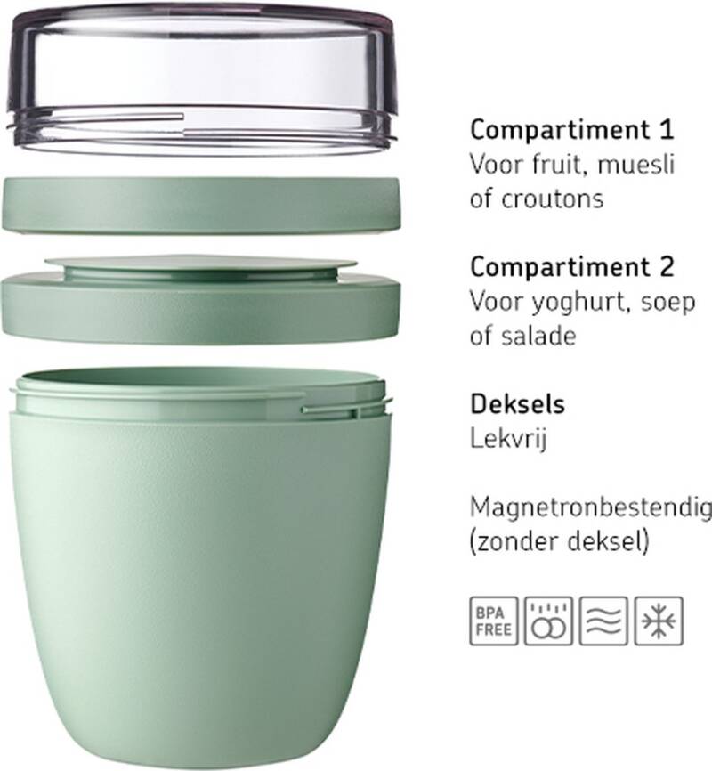 Mepal Lunchpot mini - 300 + 120 ml - Yoghurt en Muesli beker to go - Geschikt voor vriezer, magnetron en vaatwasser - Ellipse - Vivid mauve - Afbeelding 3