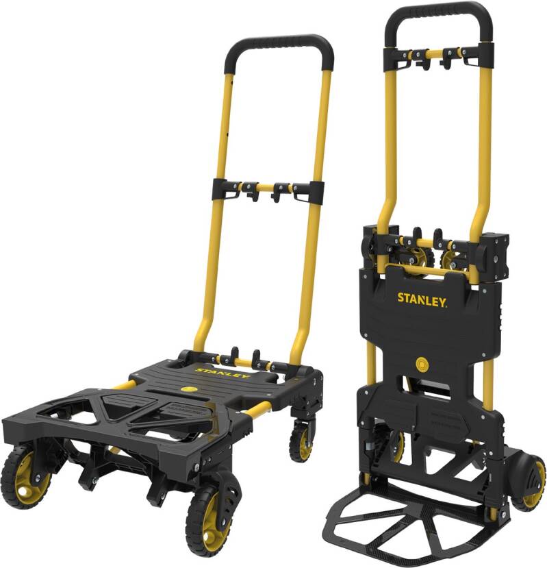 Stanley 2-in-1 Steekwagen en Transportkar - SXWTD-FT585 - Laadcapaciteit tot 137 KG - Opvouwbare Plateauwagen - Multifunctioneel - Zwart/Geel - Afbeelding 2
