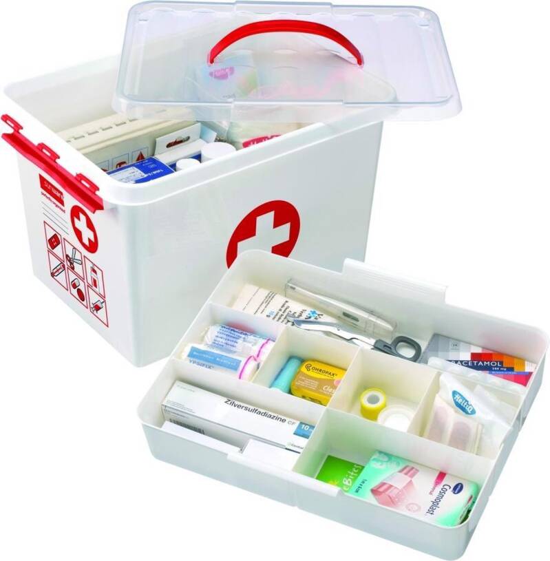 Sunware Q-line EHBO opbergbox 22L met inzet - 40x30x26 cm - Zonder inhoud - Afbeelding 3