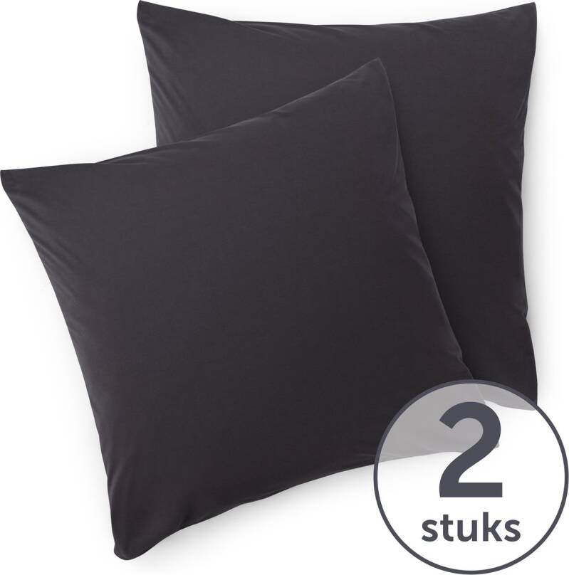 Blumtal - Set Van 2 Kussenslopen - Superzachte Premium Jersey Kussenhoes - 100% Katoen - 40 x 40 cm - Antraciet - Afbeelding 2