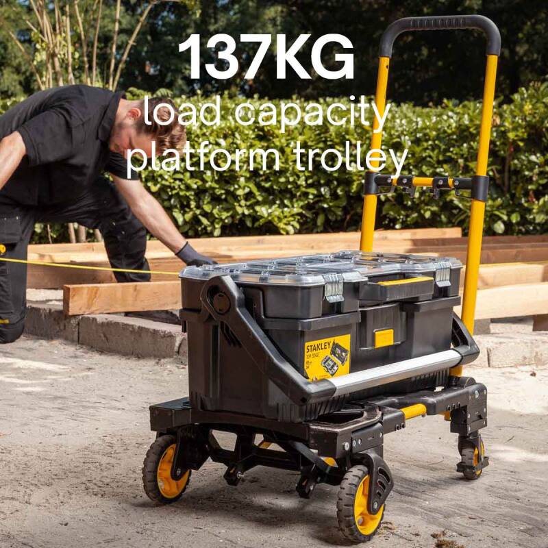 Stanley 2-in-1 Steekwagen en Transportkar - SXWTD-FT585 - Laadcapaciteit tot 137 KG - Opvouwbare Plateauwagen - Multifunctioneel - Zwart/Geel - Afbeelding 6