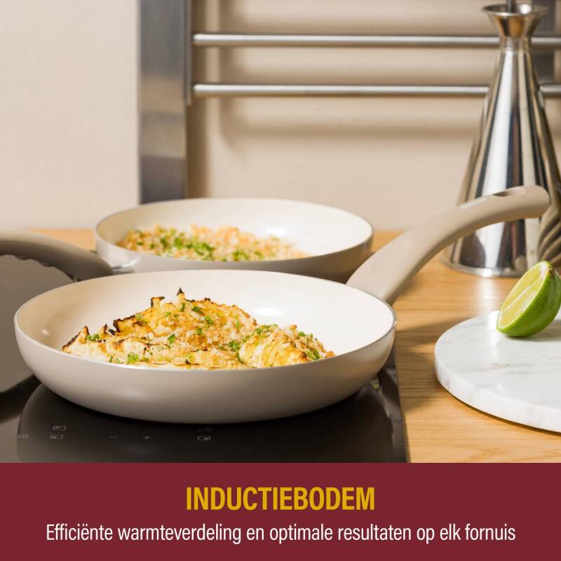 Kochstar Essenz Taupe Keramische Koekenpan - 28cm - PFAS-vrij - Inductie koekenpan - Inductie pan - Keramische anti-aanbaklaag - Koelgreep - Ovenbestendig tot 130° C - Taupe - Afbeelding 2