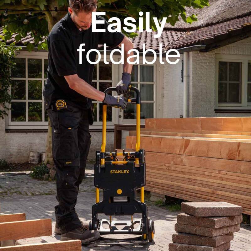Stanley 2-in-1 Steekwagen en Transportkar - SXWTD-FT585 - Laadcapaciteit tot 137 KG - Opvouwbare Plateauwagen - Multifunctioneel - Zwart/Geel - Afbeelding 7