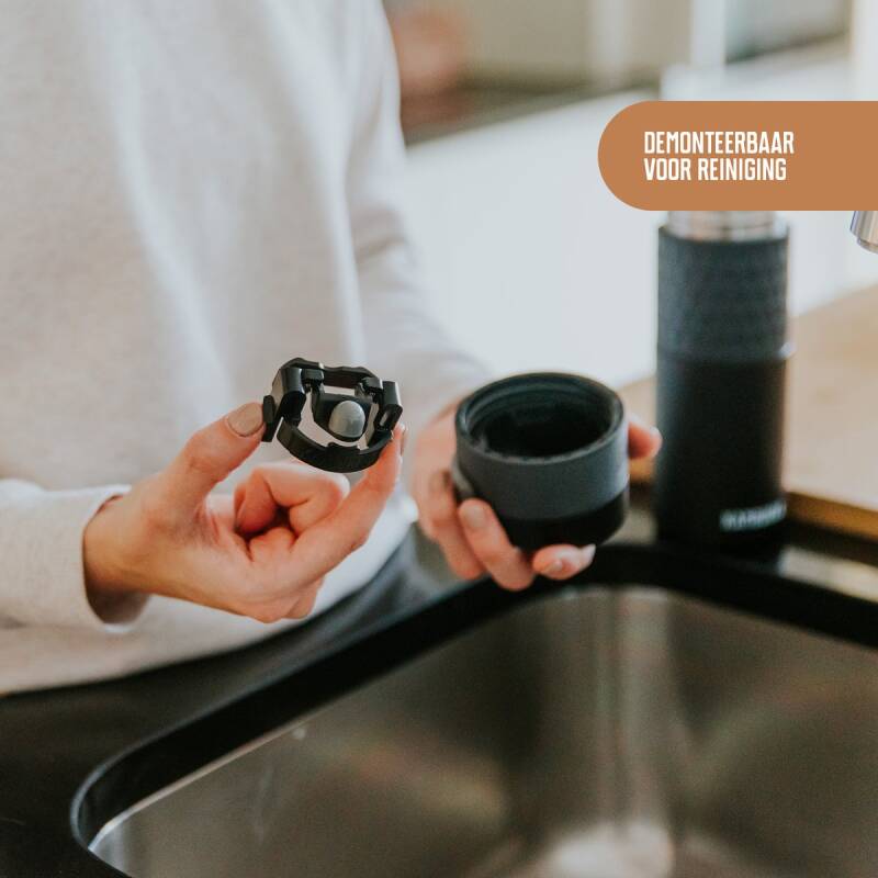 Kambukka Etna Grip Thermosbeker 500 ml - makkelijk reinigen - lekvrije Koffiebeker - Black Steel - Afbeelding 3