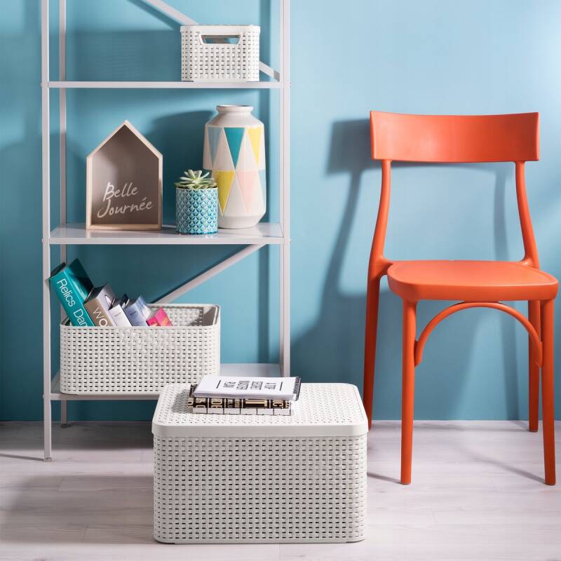 Doos met deksel Style Box Rattan S Curver 6L lichtgrijs - Afbeelding 4