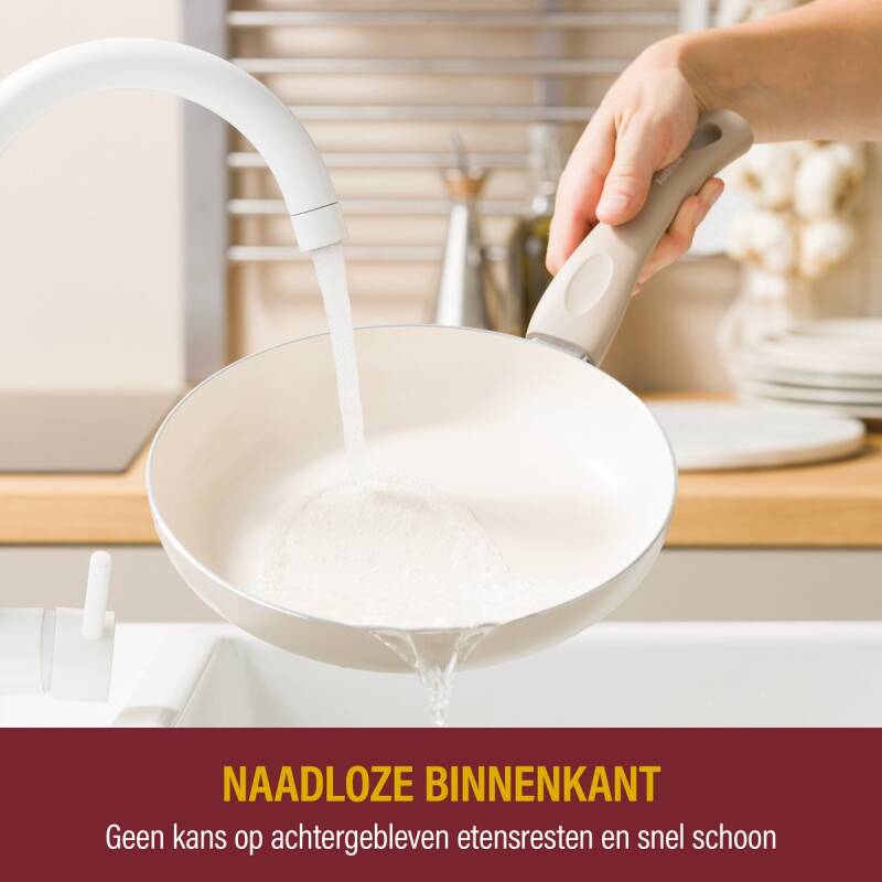 Kochstar Essenz Taupe Keramische Koekenpan - 28cm - PFAS-vrij - Inductie koekenpan - Inductie pan - Keramische anti-aanbaklaag - Koelgreep - Ovenbestendig tot 130° C - Taupe - Afbeelding 4