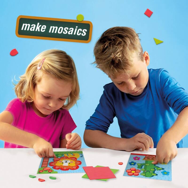 SES Creative - Ik leer knippen, mozaïeken en prikken - 3-in-1 - knip set met veilige schaar, prik set en mozaïek set - knutselpakket - speelgoed 3 jaar - Afbeelding 3
