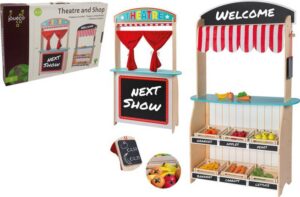 Jouéco Houten theater en winkel 2 in 1 - Met accessoires - Vanaf 3 jaar