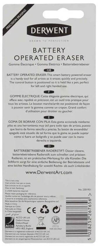 Derwent Elektrische Gum - zwart - 1 stuk en 8 hervulbare gummen - Afbeelding 3