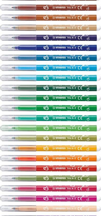 STABILO Trio A-Z - Viltstift - Met Ergonomische Driekantige Gripzone - Etui Met 30 kleuren - Afbeelding 2