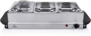 Tristar BP-6283 - Buffetwarmer 200W - Chafing dish - 3 x 1,4 Liter - Incl deksel - RVS