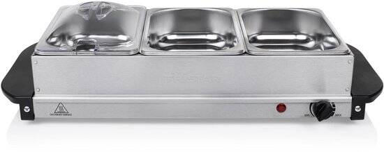 Tristar BP-6283 - Buffetwarmer 200W - Chafing dish - 3 x 1,4 Liter - Incl deksel - RVS