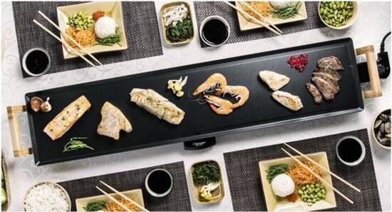 Bestron Bakplaat - ABP605BB - 2000W - Gourmet, Grillplaat XXL 100x22cm - 10-12 personen - Bamboe - Afbeelding 2
