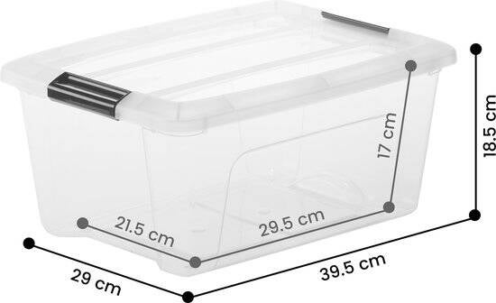 IRIS Topbox Opbergbox - 15L - Kunststof - Transparant/Zwart - Set van 3 - Afbeelding 2