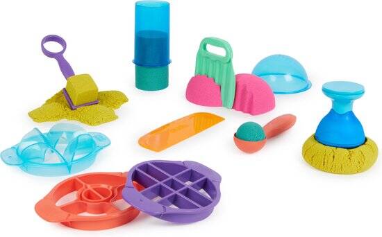 Kinetic Sand - Ultimate Sandisfying-set met 907 g roze geel en blauwgroen origineel Kinetic Sand - met 10 vormen en gereedschappen - Sensorisch speelgoed - Afbeelding 2