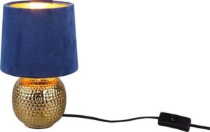 REALITY SOPHIA - Tafellamp - Goud - excl. 1x E14 40W - Snoerschakelaar - Blauwe kap