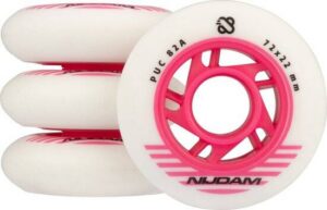 Nijdam Inline Skate Wielen Set - 72x24 mm - 4st - Wit/Roze