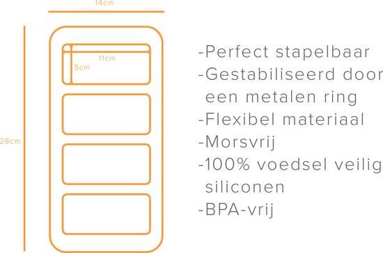Foodcube – Babyvoedingbewaarbakje – Meal prep bakje – Diepvriesbakje – Vershoudbakje – 100% siliconen vriezer tray met deksel – BPA vrij – Geschikt voor Vriezer, Magnetron, Oven & Vaatwasser – 4x250ML - Grijs - Afbeelding 3