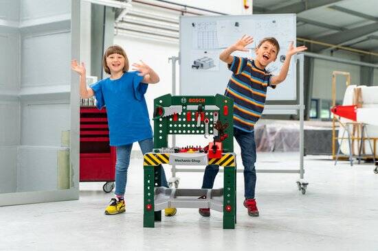 Klussen Klein Toys Bosch mini speelgoed werkbank – 77 delig – met veel accessoires - met leerfuncties – donkergroen - Afbeelding 5