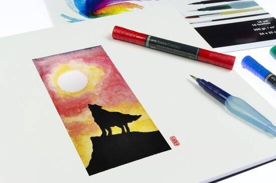 Kangaro aquarelpapier - A2 - 300 grams - 12 vel - roomwit - zuurvrij - K-5304 - Afbeelding 2