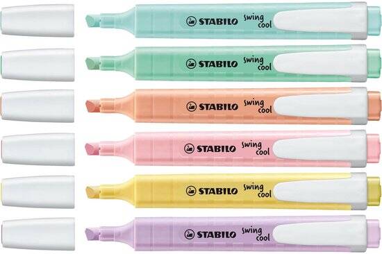 STABILO Swing Cool Pastel - Markeerstift - Perfect Voor Onderweg - Etui Met 6 Pastel Kleuren - Afbeelding 2