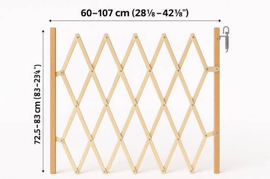 Flamingo Veiligheidshek """"Monti"""" – Beige – Verstelbaar van 60-107 cm Breed x 72,5-83 cm Hoog – Veilig Afsluithek voor Huisdieren - Afbeelding 2