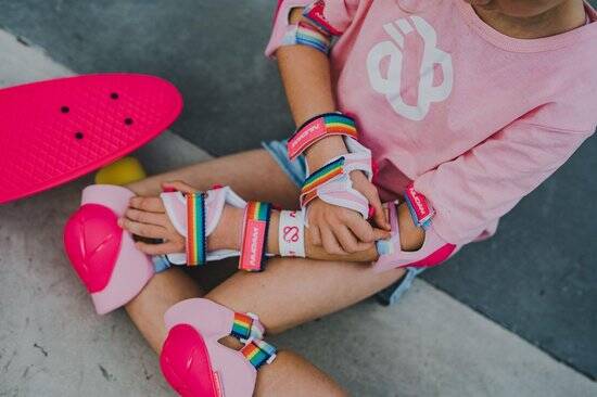 Nijdam Skate Beschermset Kinderen - Pink Rainbows - Roze/Wit - S - Afbeelding 2