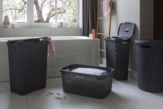 Curver Style Wasmand met Deksel - 40L - Antraciet - Afbeelding 3