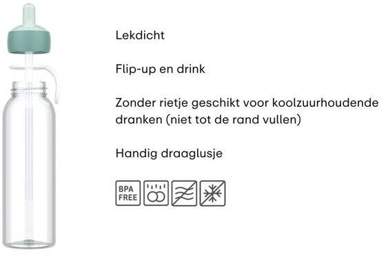 Mepal – Campus flip-up waterfles - Drinkfles - 500 ml – Turqouise - Afbeelding 3