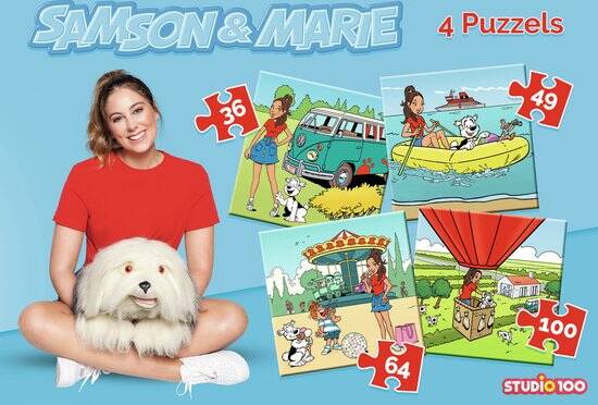 Samson & Marie puzzel - 4 in 1 puzzel - 36/49/64/100 stukjes - Afbeelding 3