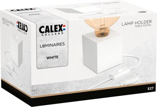 Calex Tafellamp Vierkant - E27 Fitting - Wit - Excl. lichtbron - Afbeelding 4