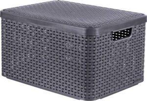 Curver Style Opbergmand met deksel L - 30 liter - Antraciet - 44,5x33x24,8 cm