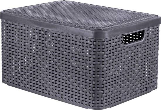Curver Style Opbergmand met deksel L - 30 liter - Antraciet - 44,5x33x24,8 cm