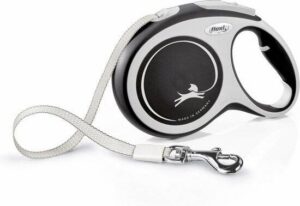 Flexi New Comfort Rollijn - Hondenriem - L - 8 Meter - Grote en Actieve Honden - Zwart Grijs