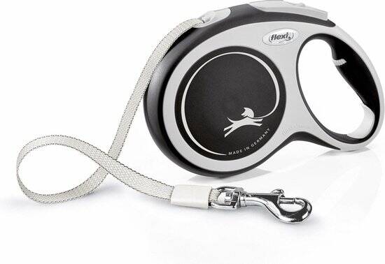 Flexi New Comfort Rollijn - Hondenriem - L - 8 Meter - Grote en Actieve Honden - Zwart Grijs