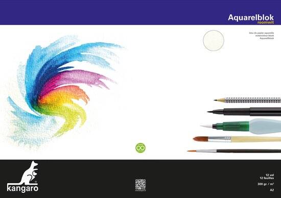 Kangaro aquarelpapier - A2 - 300 grams - 12 vel - roomwit - zuurvrij - K-5304 - Afbeelding 3