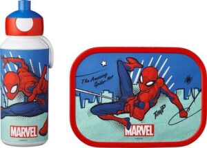 Mepal lunchset (pop-up fles & lunchbox) Campus - 400 + 750 ml - Broodtrommel en Drinkbeker voor kinderen - Bento box - Pop-up drinkfles - Spiderman