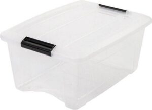 IRIS Topbox Opbergbox - 15L - Kunststof - Transparant/Zwart - Set van 3