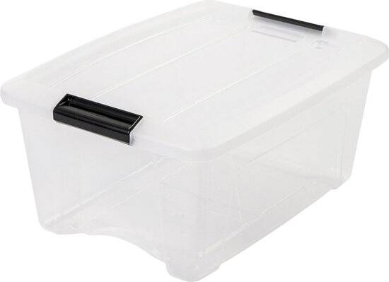 IRIS Topbox Opbergbox - 15L - Kunststof - Transparant/Zwart - Set van 3