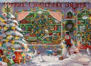 Ravensburger puzzel Merry Christmas Shoppe - 500 stukjes kerstpuzzel.