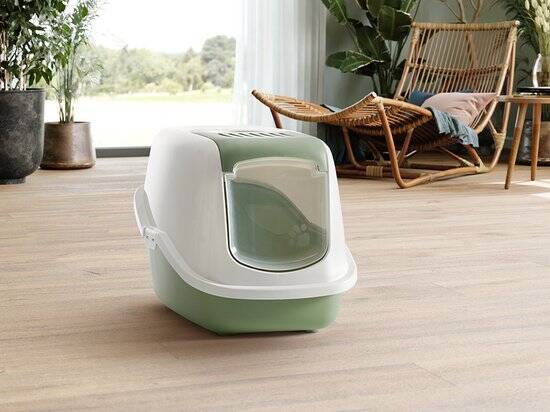 Savic Kattentoilet Nestor - Kattenbak - 56x39x38.5 cm Wit Groen M - Afbeelding 4