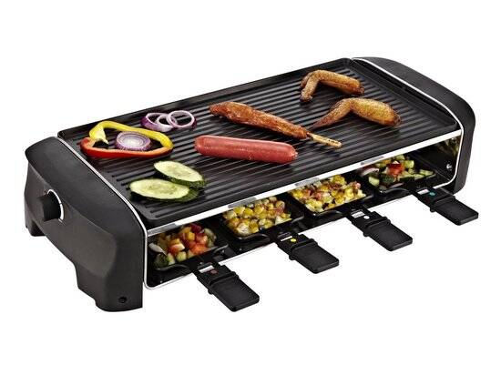 Princess Gourmetstel 162840 - Raclette 8 personen - Grill and Bakplaat - Groot - 2 meter snoer - Regelbare thermostaat - 1400W - Omkeerbare bakplaat en grillplaat - 8 pannetjes - Afbeelding 5