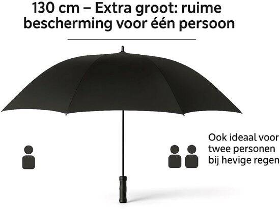 Falcone - Storm Paraplu - Ø 130 cm - Golfparaplu - Windproof - Zwart - Afbeelding 3