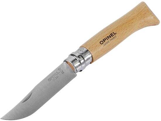 Opinel Tradition Inox N°08 Zakmes - 8,5cm - Inclusief Bruin Alpine Etui - RVS en Beukenhout - Geschenkdoos