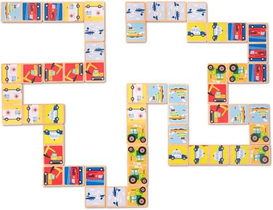 Woet® Houten Domino Spel met Voertuigen - Spelletjes voor Kinderen - FSC - Inclusief Opbergzak - Educatief Speelgoed - Vanaf 2 Jaar - Afbeelding 3