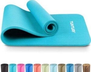 Tunturi NBR Yogamat Anti Slip - Fitnessmat Extra dik & zacht - Sportmat - 180x60x1.5cm - Incl Trainingsapp - Turquoise