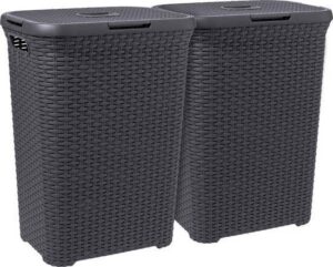 Curver Style Wasmand met Deksel - 60L - 2 stuks - Antraciet