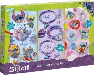 Disney Stitch Totum 3 in 1 knutselset XL - armbandjes, gips gieten, diamond painting magneten en sleutelhanger knutselen - creatief speelgoed cadeau tip knutselen jongens en meisjes vanaf 5 jaar