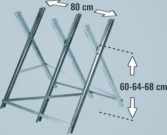 Einhell Zaagbok - Max. belasting: 150 kg - Lengte: ca. 80 cm - Inklapbaar - Max. diameter houtblokken: Ø30 cm - 3 werkhoogtes: 60, 64 en 68 cm - Afbeelding 2