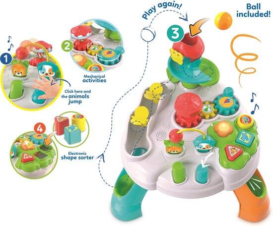 Baby Clementoni - Interactieve Activiteitentafel - Activity Center - Speeltafel - met Blokken, Ballen en Glijbaan - 10-36 maanden - Afbeelding 3